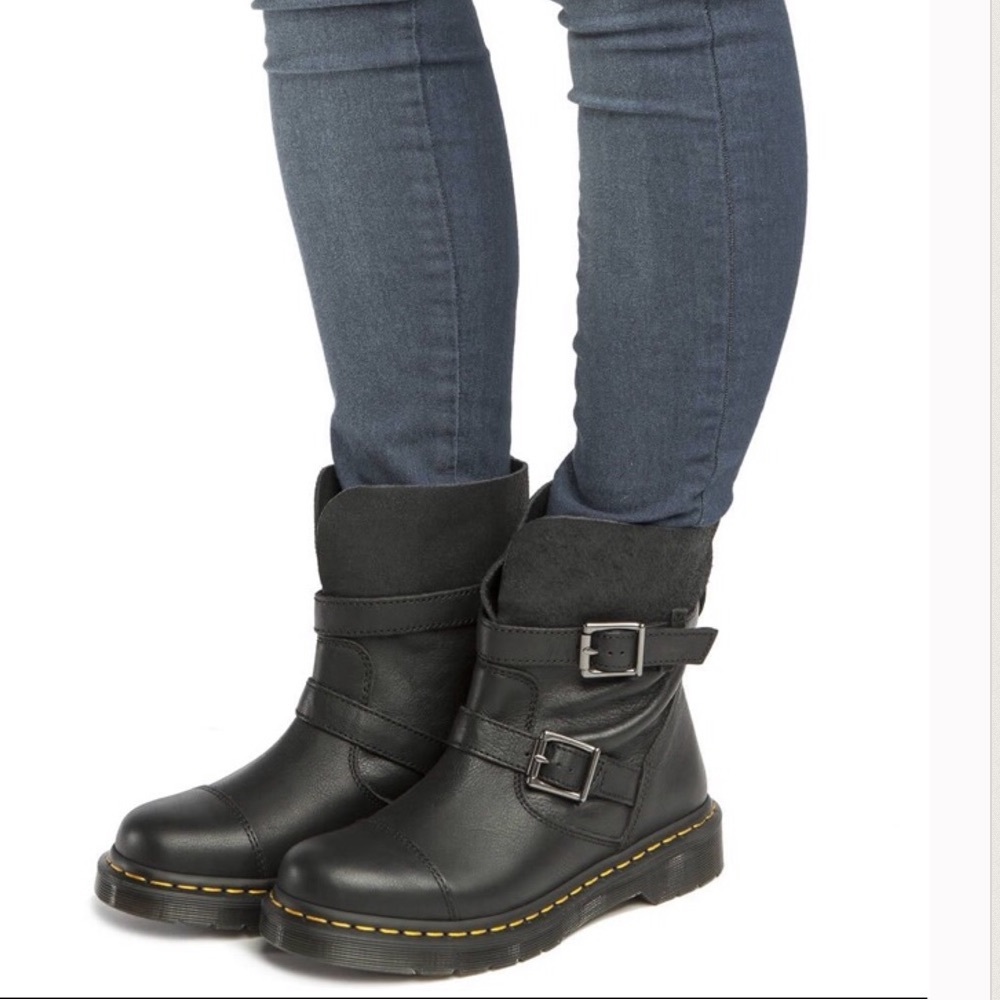 Dr Martens Kristy Slouch Rigger Black Moto Boots